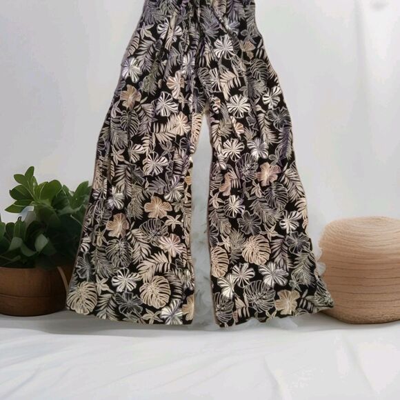 J. Jill Wearever Collection Size 1X Floral Jumpsuit Pockets Flare Legs NEW $149 - Picture 3 of 13